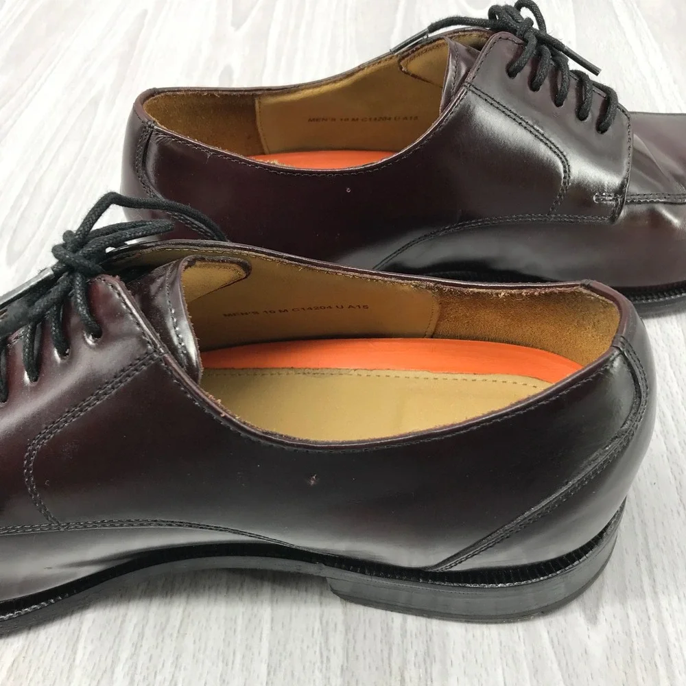 Cole Haan Grand.OS Mens Burgundy Leather Apron Toe Derby Dress Shoes C14204 10 M